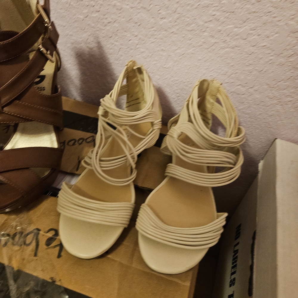 Aldo Strappy Gladiator Heels - Cream